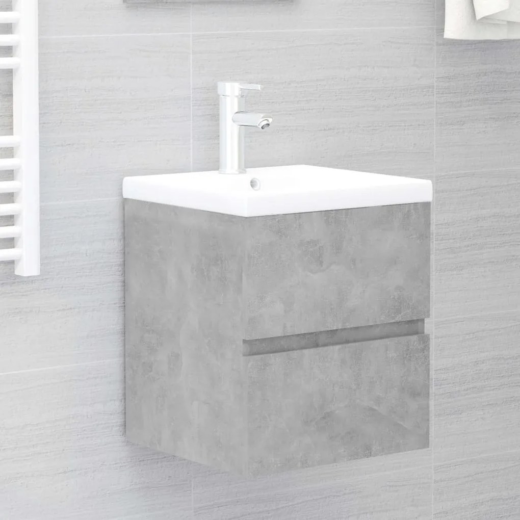 vidaXL Ντουλάπι Νιπτήρα Γκρι Σκυροδ. 41x38,5x45 εκ. Επεξεργασμένο Ξύλο