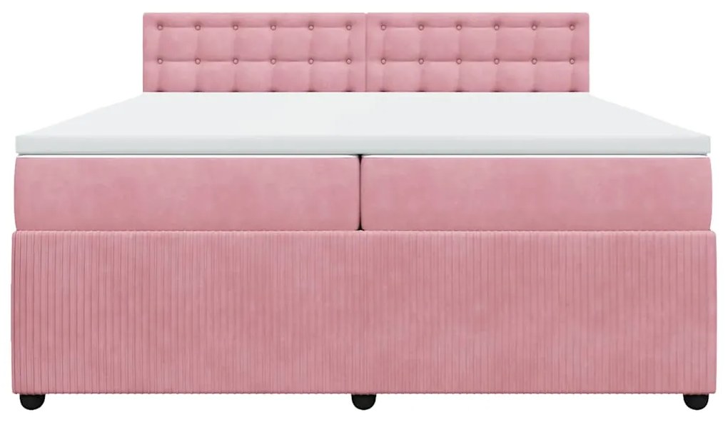 vidaXL Κρεβάτι Boxspring με Στρώμα Ροζ 200x200 εκ. Βελούδινο