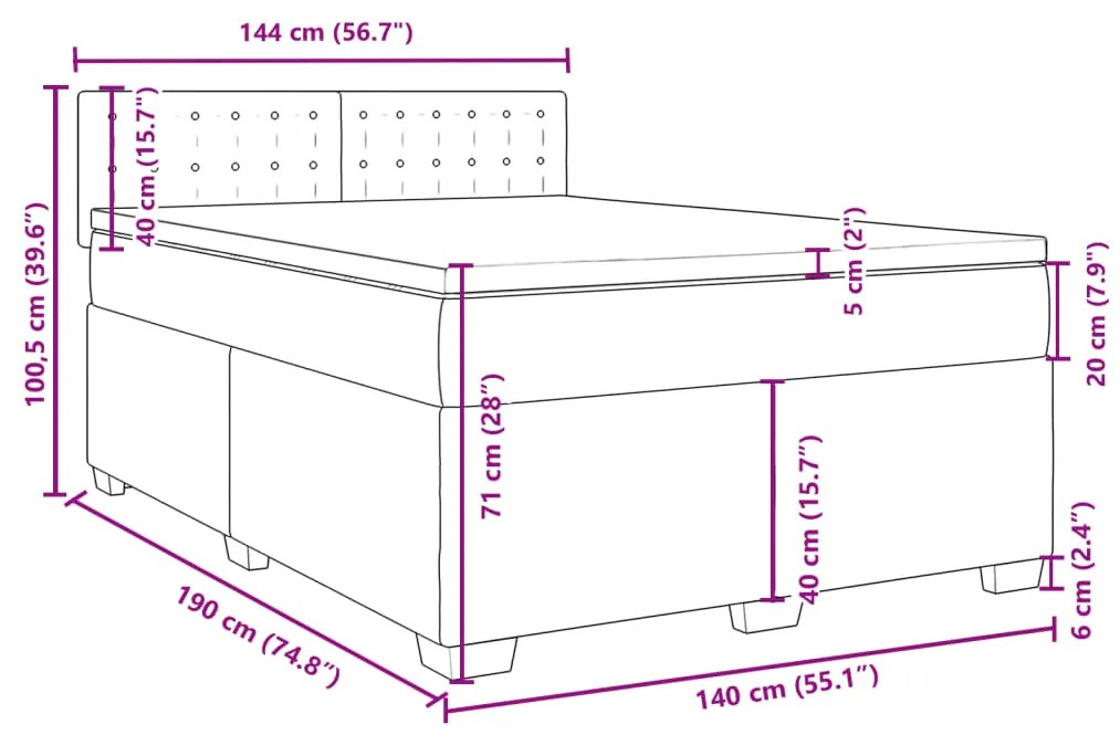 Κρεβάτι Boxspring με Στρώμα Λευκό 140x190εκ.από Συνθετικό Δέρμα - Λευκό