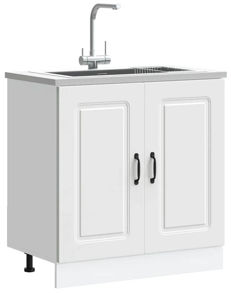 Ντουλάπι βάσης νεροχύτη Kalmar Λευκό 80x46x81,5 εκ. Επεξ. Ξύλο