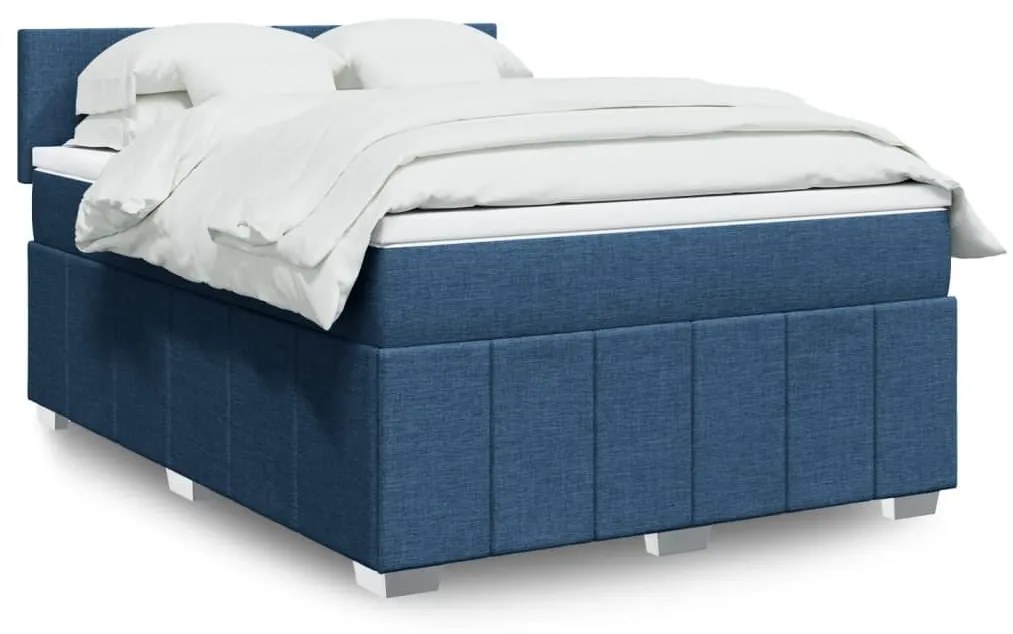 ΚΡΕΒΑΤΙ BOXSPRING ΜΕ ΣΤΡΩΜΑ ΜΠΛΕ 160X200 ΕΚ. ΥΦΑΣΜΑΤΙΝΟ 3287118