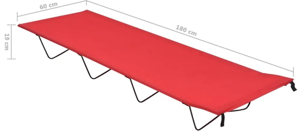 vidaXL Κρεβάτια Κάμπινγκ 2τεμ Κόκκινα 180x60x19εκ Ύφασ. Oxford/Ατσάλι