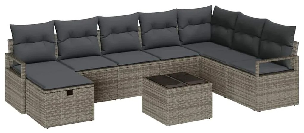 vidaXL Σετ Καναπέ Κήπου 8 pcs Γκρι Πολυ ράταν