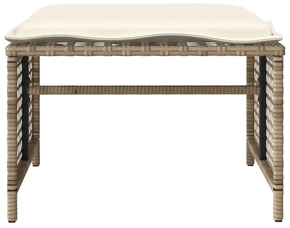 vidaXL Σετ Καναπέ Κήπου 4 τεμ. Μπεζ Συνθ. Ρατάν Γυαλί με Μαξιλάρια