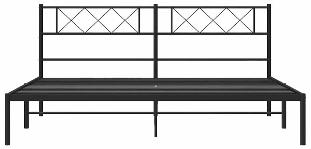 vidaXL Πλαίσιο Κρεβατιού με Κεφαλάρι Μαύρο 183 x 213 εκ. Μεταλλικό