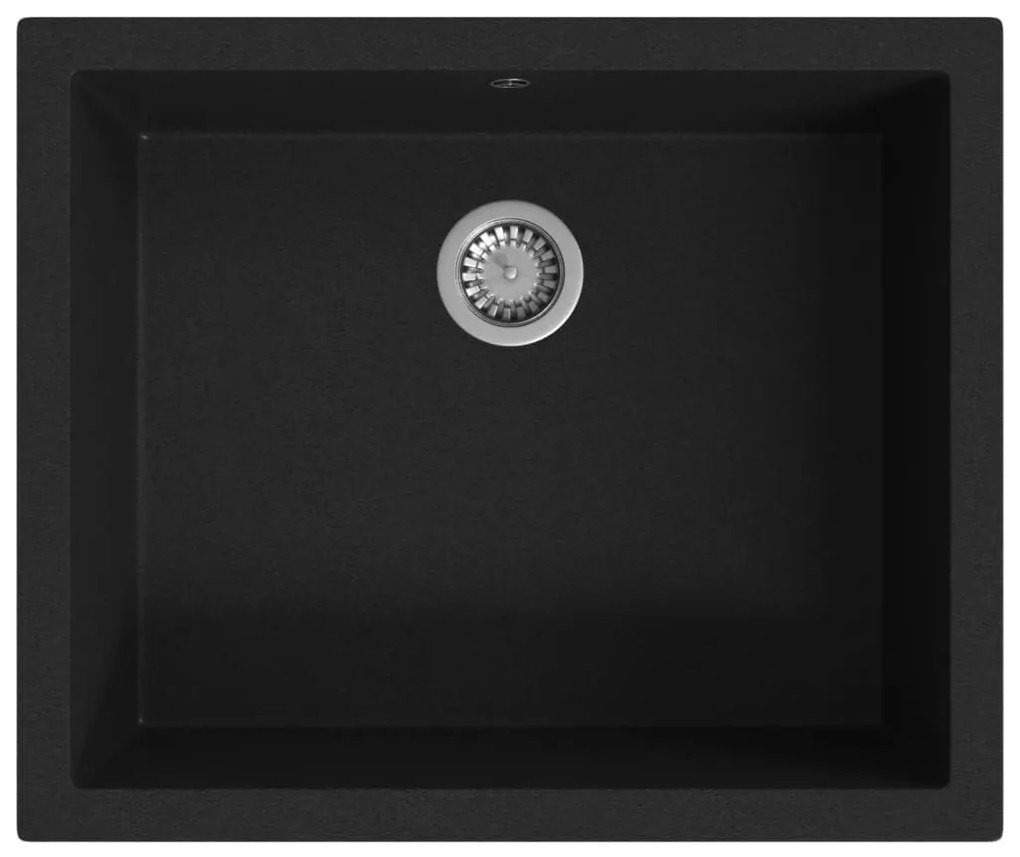 vidaXL Νεροχύτης με Οπή Υπερχείλισης Μαύρος Γρανιτένιος