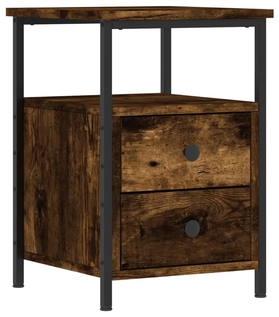 vidaXL Κομοδίνο Καπνιστή Δρυς 34 x 35,5 x 50 εκ. Επεξεργασμένο Ξύλο