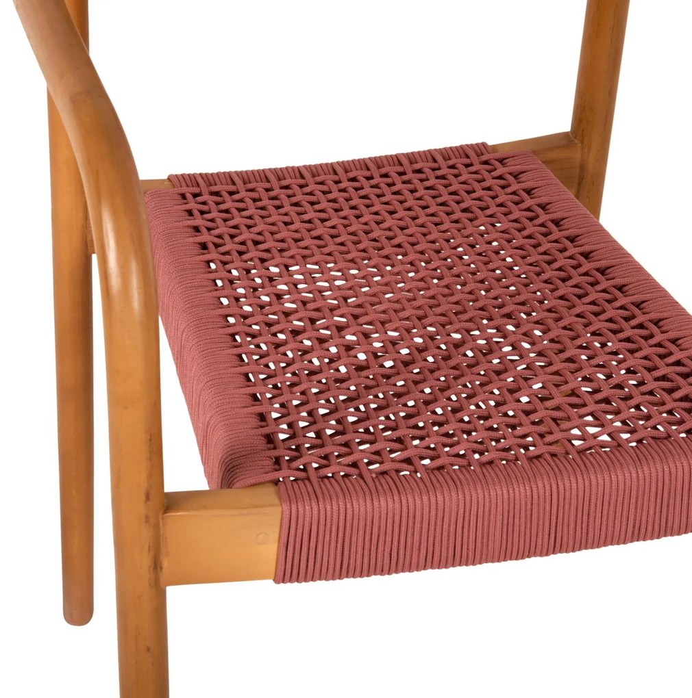 Πολυθρόνα OSLO Ξύλο Teak Φυσικό και Σχοινί Ρόζ 55x54x80Yεκ. 55x54x80 εκ.