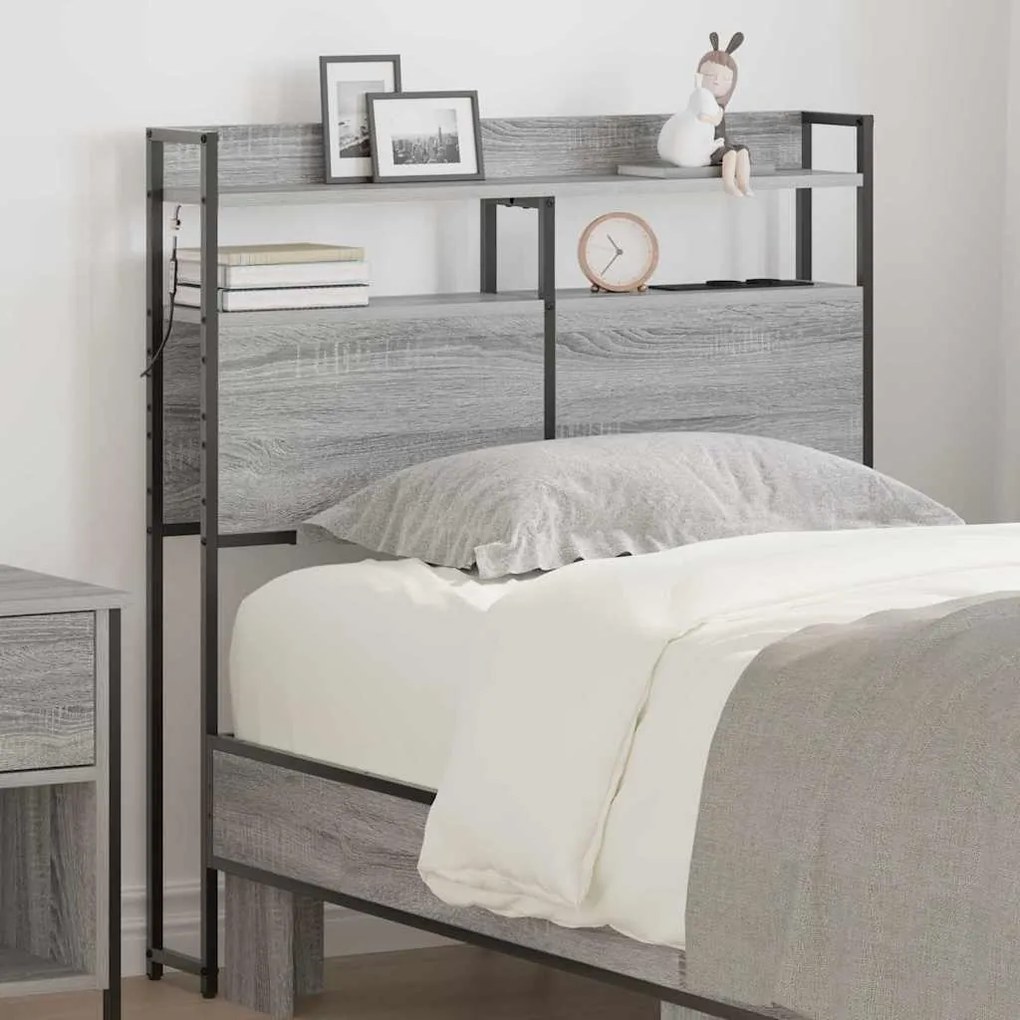 vidaXL Κεφαλάρι Αποθήκης με ράφι Γκρι sonoma 80 cm Επεξεργασμένο ξύλο