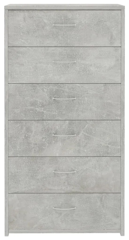 Συρταριέρα με 6 Συρτάρια Γκρι Σκυροδ. 50x34x96 εκ. Επεξ. Ξύλο 800670