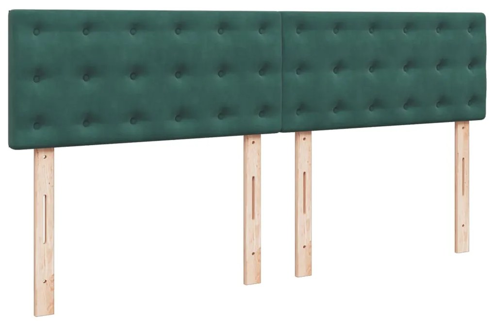 vidaXL Κρεβάτι Boxspring με Στρώμα Σκούρο Πράσινο 200x200εκ. Βελούδινο