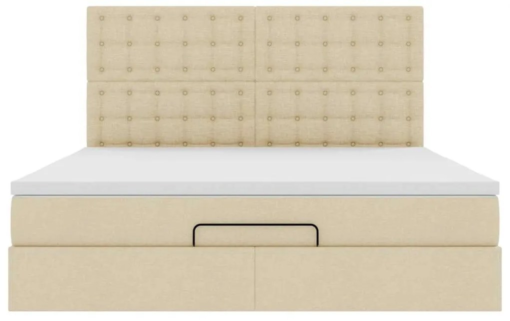 vidaXL Οθωμανικό κρεβάτι με στρώμα Cream 180x200cm ύφασμα