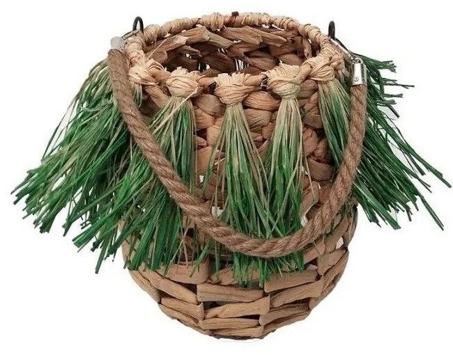 Φανάρι Ψάθινο Με Λαβή LUG104 M D22,5cm Beige-Green Espiel Metal,Wicker