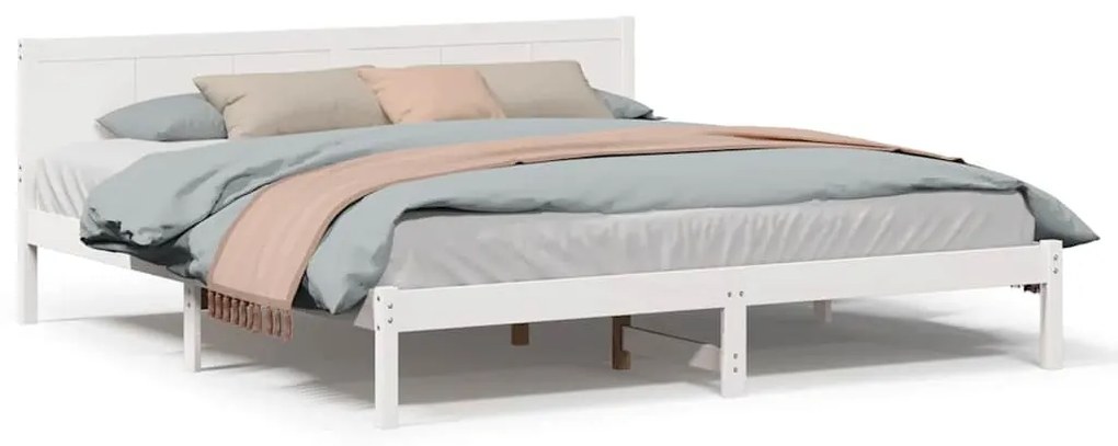 vidaXL Σκελετός Κρεβατιού Λευκό 200 x 200 cm Μασίφ ξύλο πεύκου