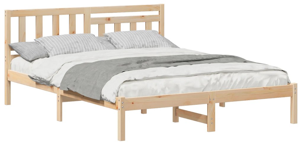 vidaXL Σκελετός Κρεβατιού Καφέ 160 x 200 cm Συμπαγές ξύλο πεύκου