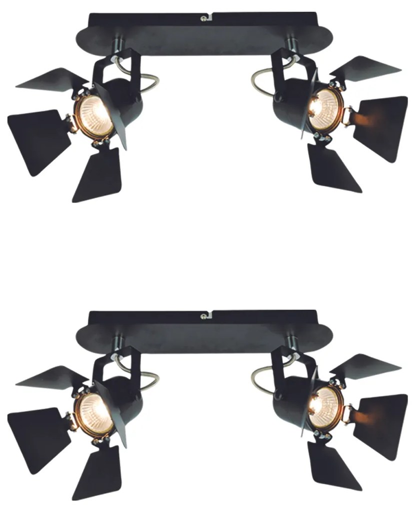 Φωτιστικό Οροφής - Πλαφονιέρα GU12015A-2B (x2) Mystik Packet Metal black ceiling lamp with rotating heads+ - 51W - 100W - 77-8865