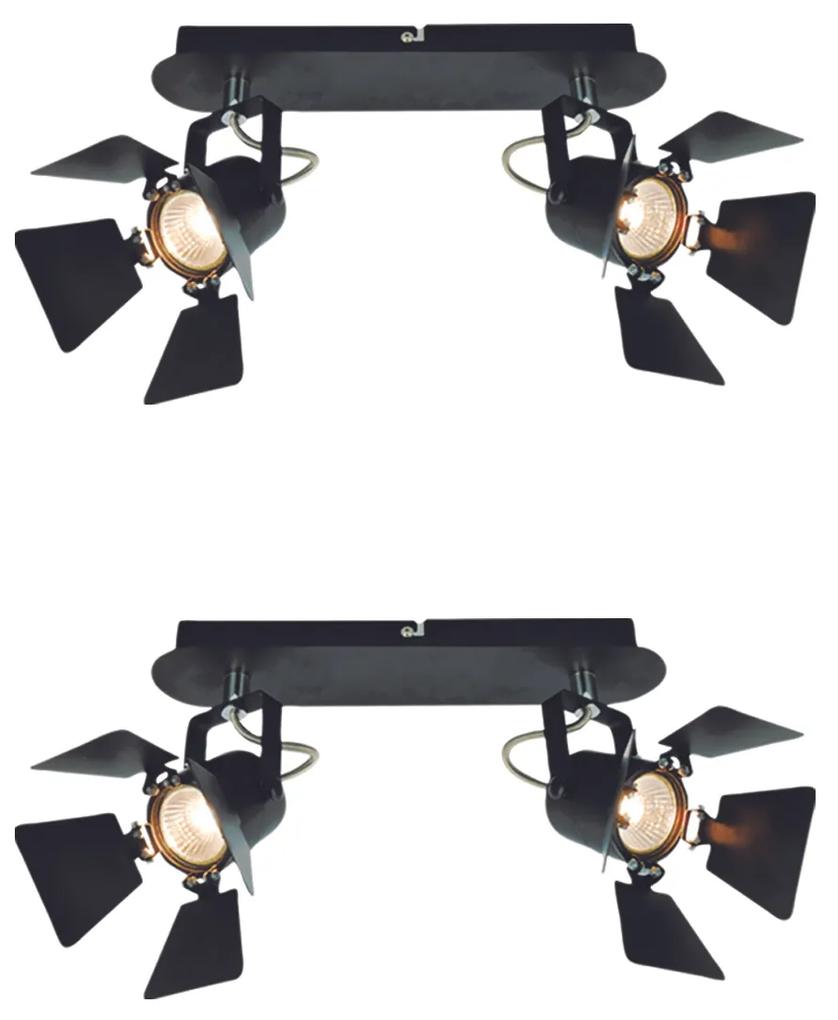 Φωτιστικό Οροφής - Πλαφονιέρα GU12015A-2B (x2) Mystik Packet Metal black ceiling lamp with rotating heads+