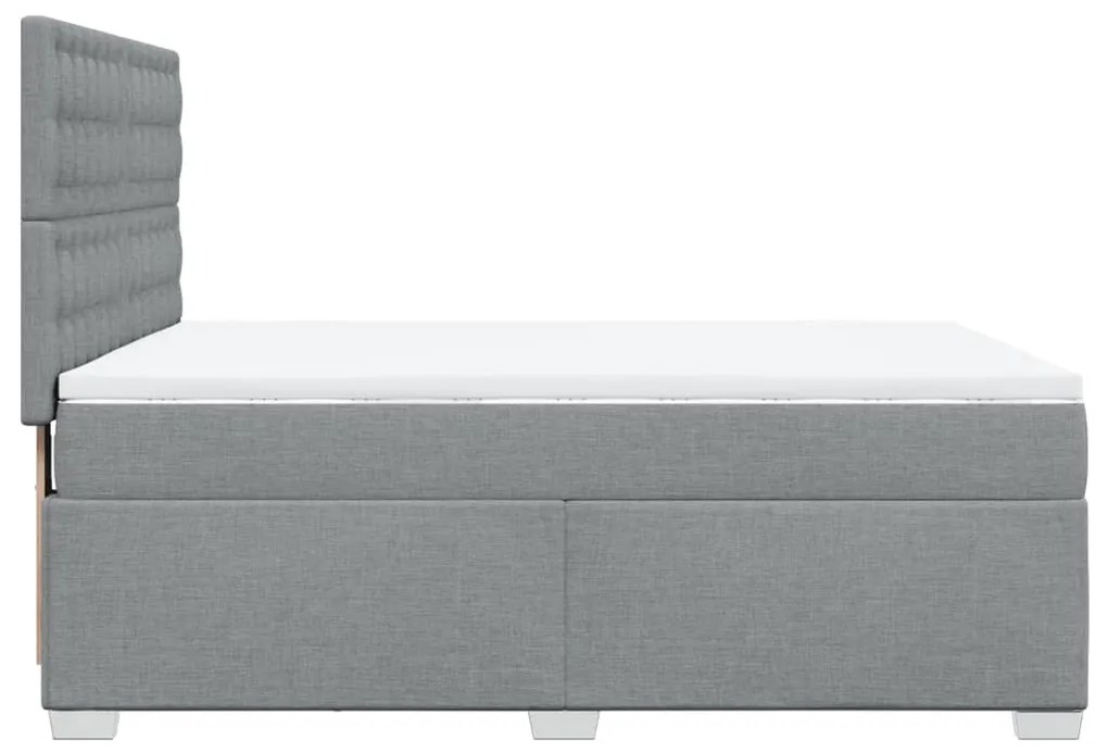 Κρεβάτι Boxspring με Στρώμα Ανοιχτό Γκρι 140x190 εκ. Υφασμάτινο - Γκρι