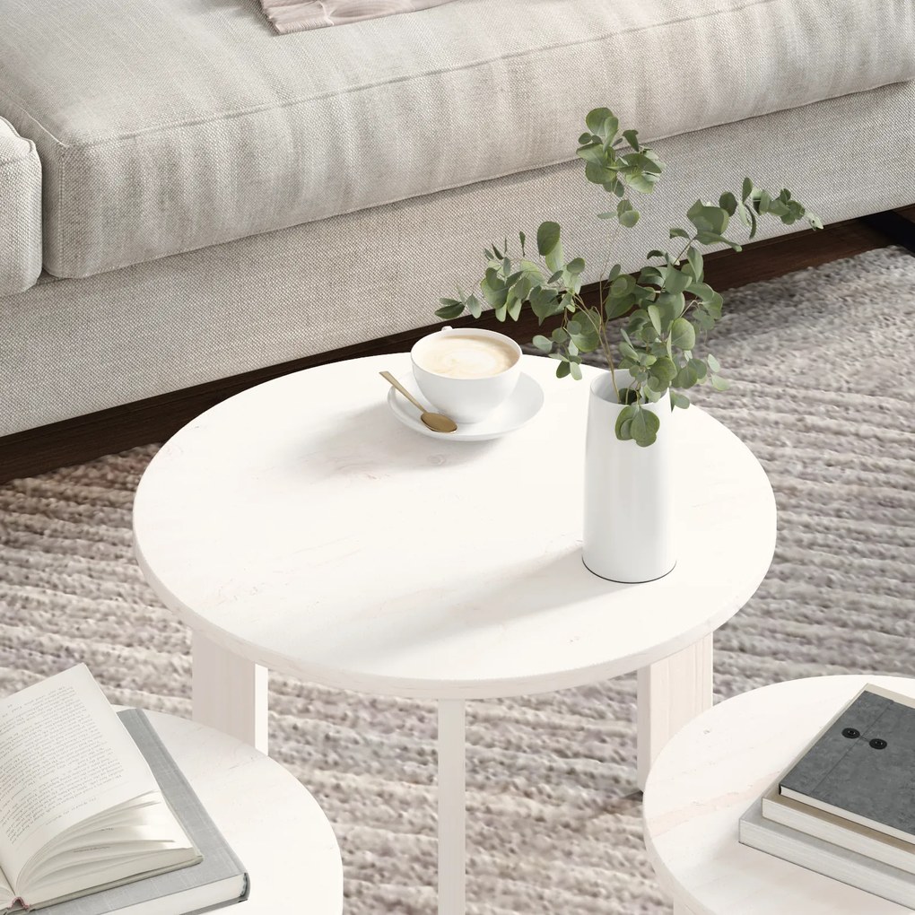 vidaXL Σετ Τραπεζιού Για Καφέ 3 pcs Λευκό 47.5 x 47.5 x 27 εκ.