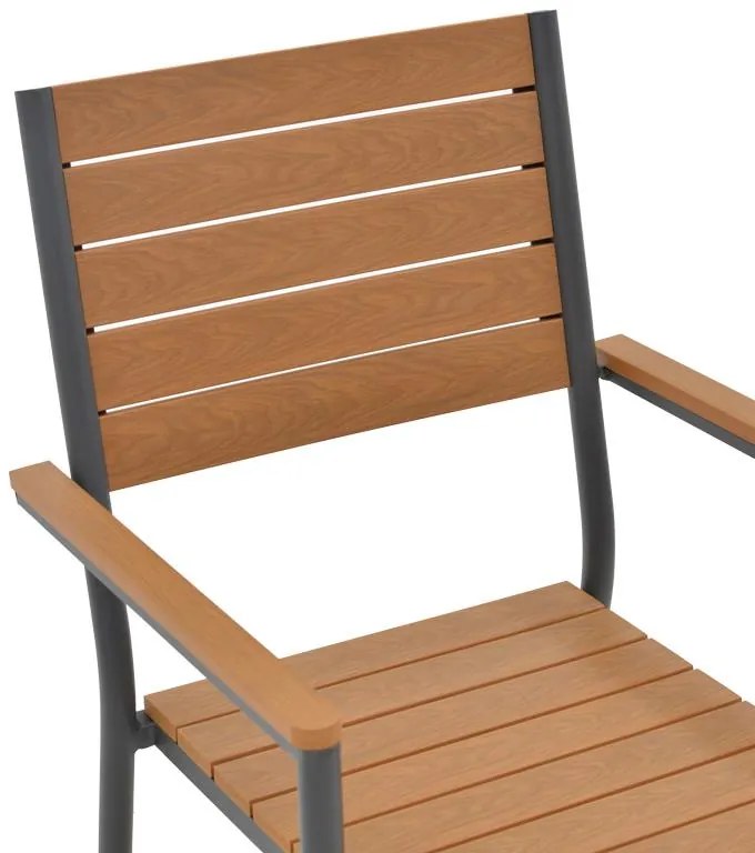 Καρέκλα - Πολυθρόνα Vitality αλουμίνιο ανθρακί- plywood φυσικό 60x56.3x89 εκ. 60x56.3x89 εκ.