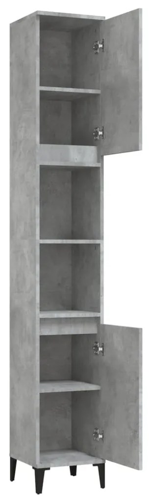 vidaXL Ντουλάπι Μπάνιου Γκρι Σκυροδέματος 30x30x190 εκ. Επεξ. Ξύλο