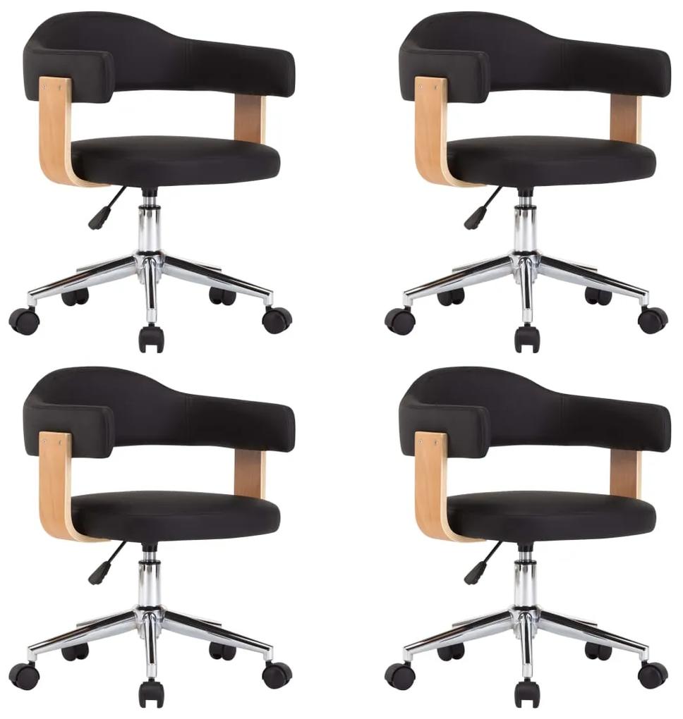 vidaXL Καρέκλες Τραπεζαρίας Περιστρεφόμενες 4 τεμ Μαύρες Συνθετ. Δέρμα