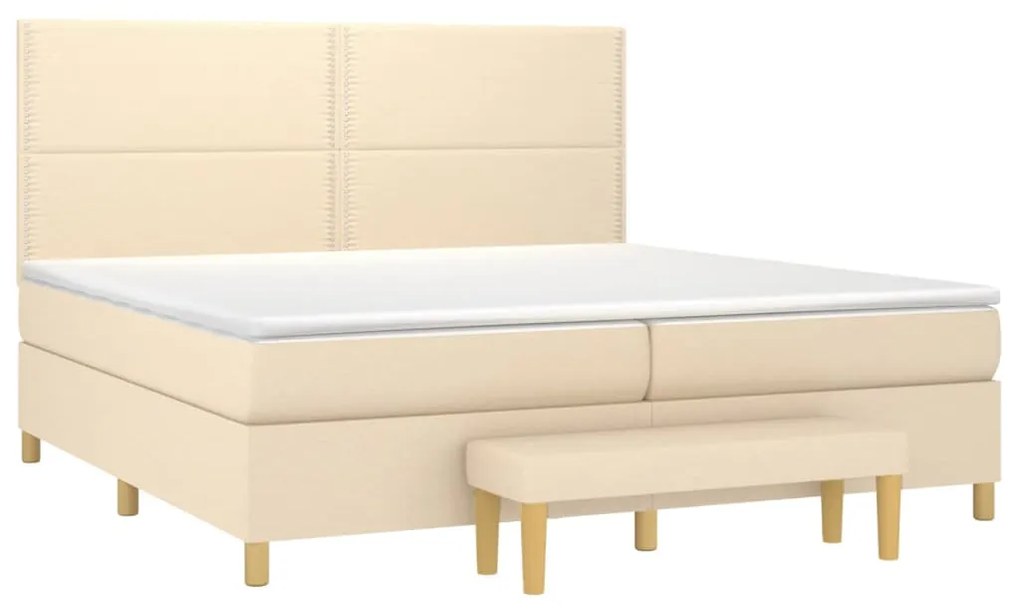 vidaXL Κρεβάτι Boxspring με Στρώμα Κρεμ 200x200 εκ. Υφασμάτινο