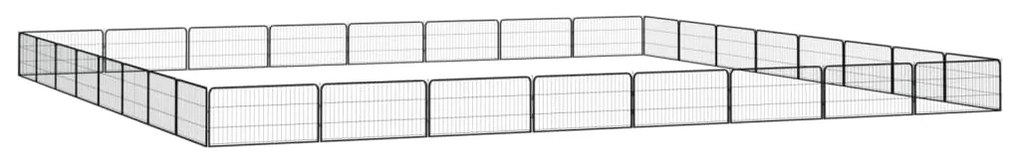 vidaXL Παρκοκρέβατο Σκύλου 32 Πάνελ Μαύρο 100x50εκ Ατσάλι Βαφή Πούδρας