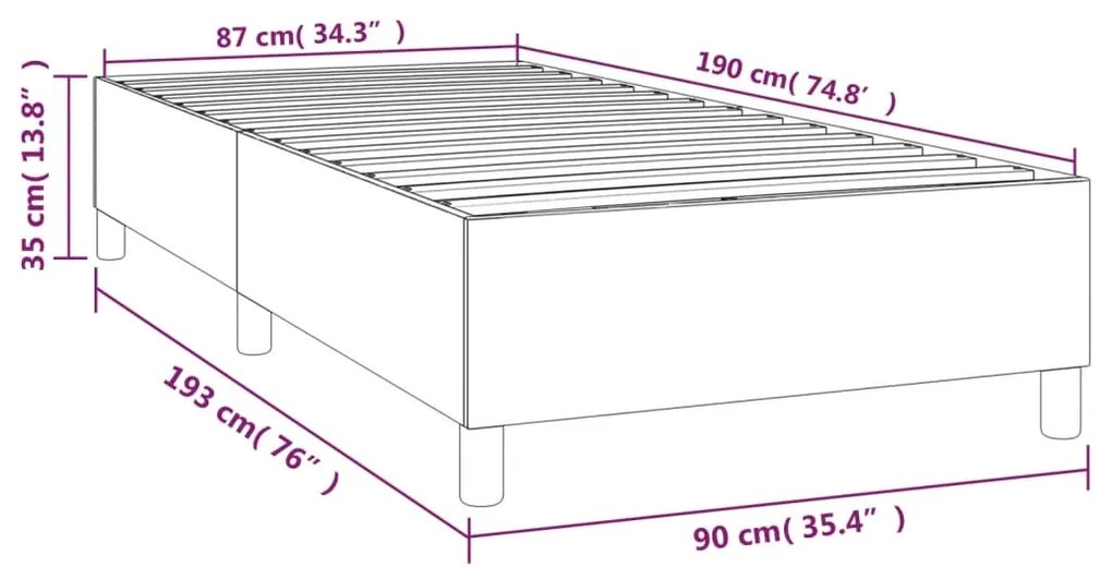Σκελετός Κρεβατιού Χωρίς Στρώμα Μαύρο 90x190 εκ. Υφασμάτινο 3120824