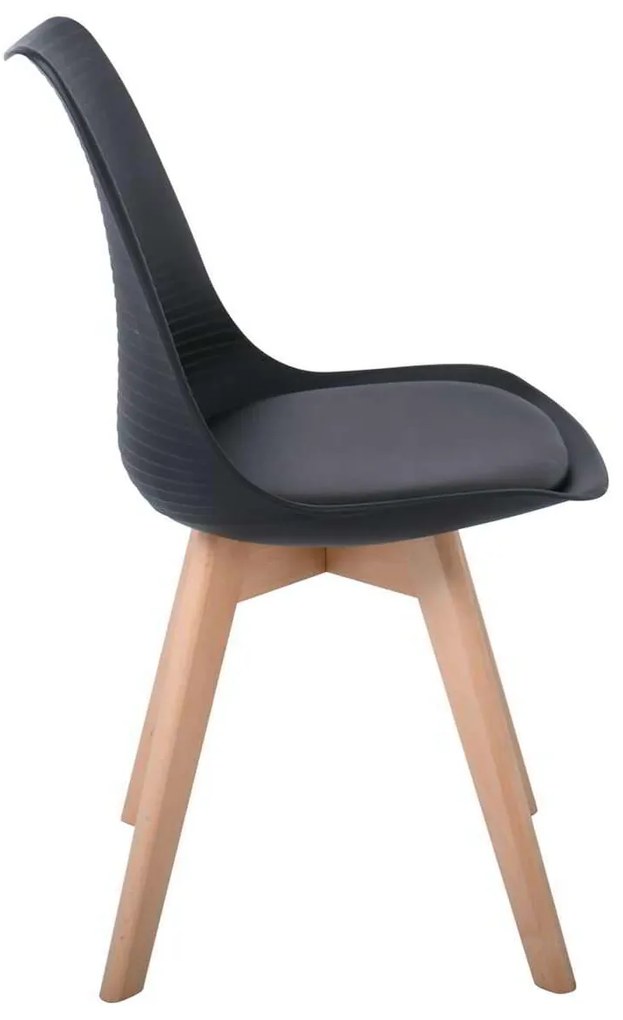 Καρέκλα MARTIN STRIPE Ξύλινο πόδι / PP Μαύρο 49x56x82cm (Σετ 4 ΤΕΜ)