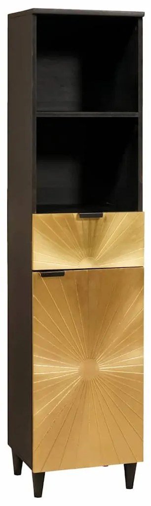 Ντουλάπι Μπάνιου με συρτάρι Μαύρο και Χρυσό 38 x 33 x 160 εκ.