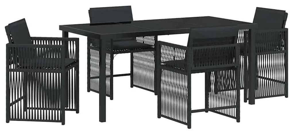 vidaXL Σέτ φαγητού για κήπο 5 pcs Μαύρο συνθετικό ρατάν
