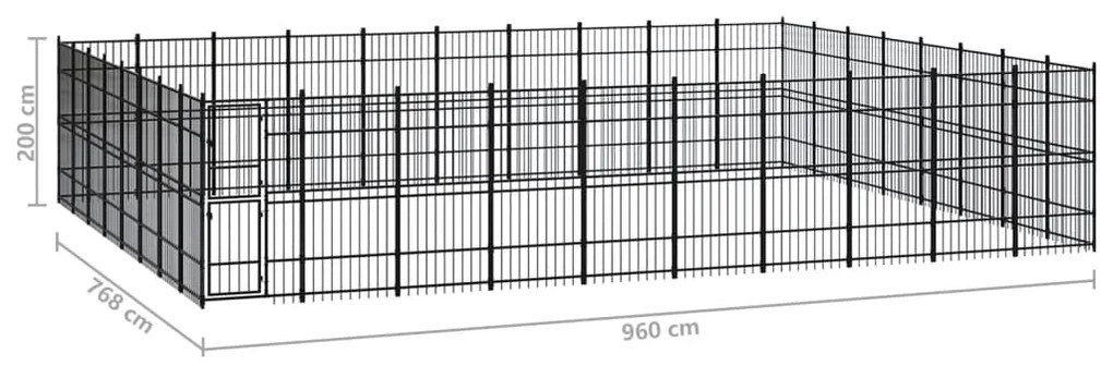 Κλουβί Σκύλου Εξωτερικού Χώρου 73,73 μ² από Ατσάλι - Μαύρο