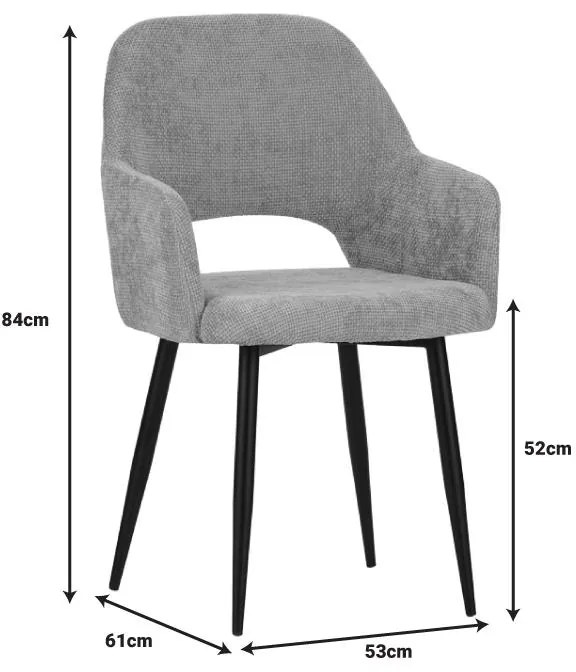 Καρέκλα - Πολυθρόνα Factols Inart μπεζ-γκρι ύφασμα-πόδι μαύρο μέταλλο 53x61x84εκ 2αδα 53x61x84 εκ.