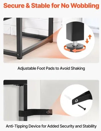 VEVOR 2-Tier Glass Console Table Rectangle Sofa Side Table with Anti-Tip Black