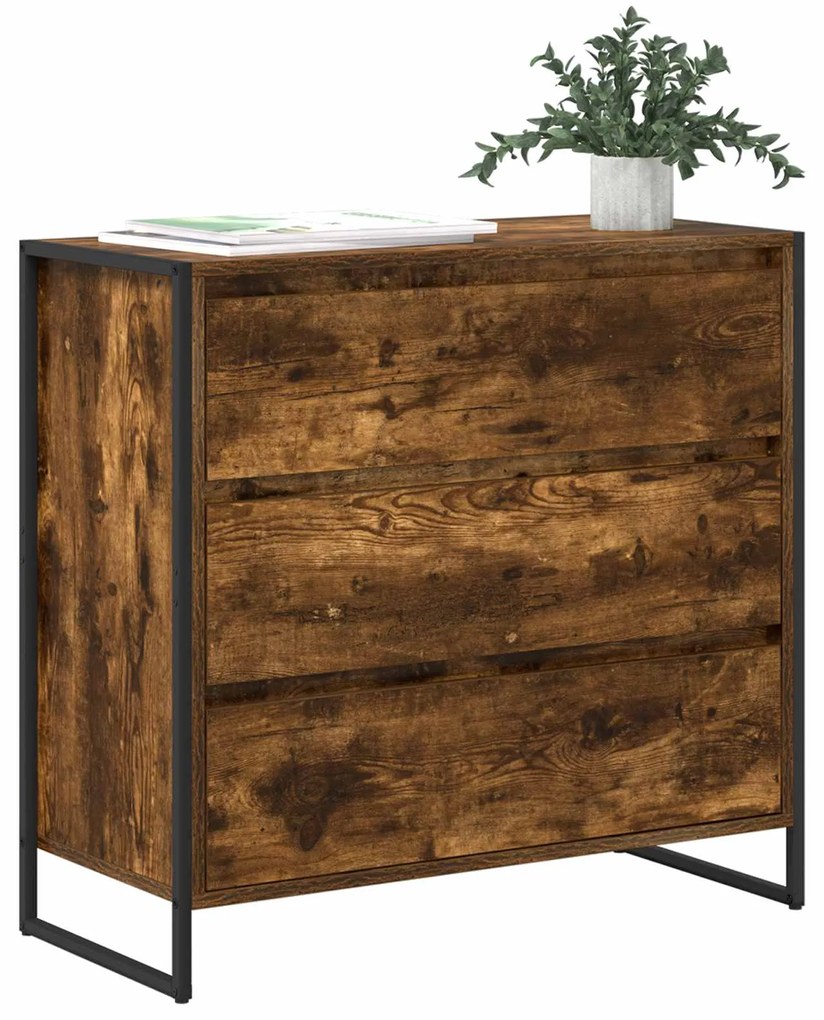 vidaXL Πλαϊνό γραφείο με συρτάρι Καπνιστό Δρύς 79 x 36 x 75.5 εκ.