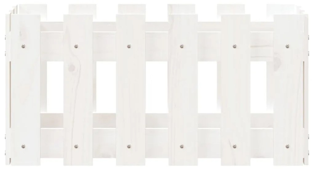 vidaXL Ζαρντινιέρα με Σχέδιο Φράχτη Λευκή 60 x 30 x 30 εκ. Μασίφ Πεύκο