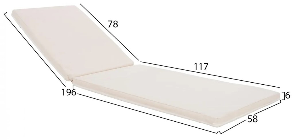 ΜΑΞΙΛΑΡΙ ΞΑΠΛΩΣΤΡΑΣ TEXTILENE 600gr/m2 2X1 SIFNOS ΜΠΕΖ  196(117+1+78)x58x6εκ.