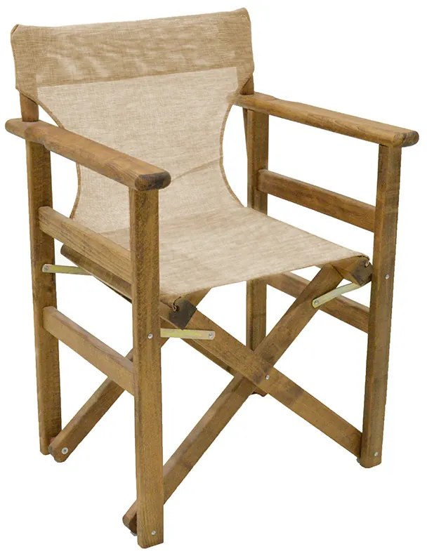 Καρέκλα-πολυθρόνα σκηνοθέτη Retto pakoworld μασίφ ξύλο οξιάς καρυδί-πανί μπεζ-εκρού - Ξύλο - 237-000037