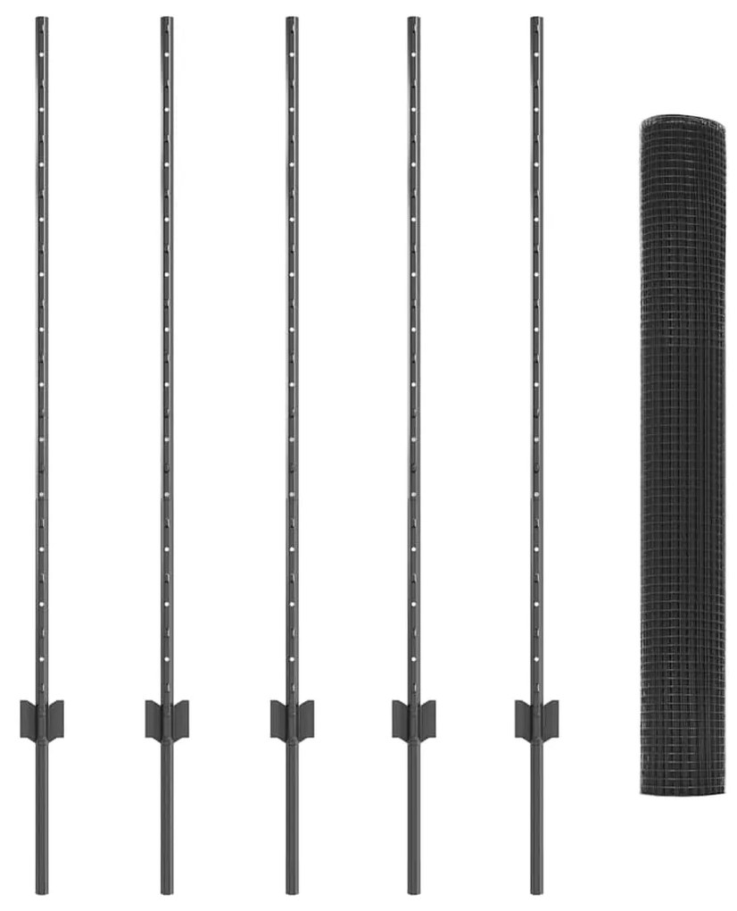 vidaXL Τεντώτο με στήριγμα Γκρι 1,2 x 10 m Χάλυβας και PVC