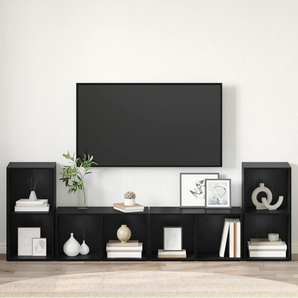 vidaXL Σετ επίπλου τηλεόρασης 4 pcs Μαύρη δρυς 37 x 35 x 72 εκ.