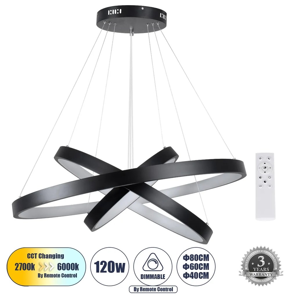 NEMESIS TRIO 61170-DECO Κρεμαστό Φωτιστικό Δαχτυλίδι-Κύκλος LED CCT 120W 14723lm 360° AC 220-240V