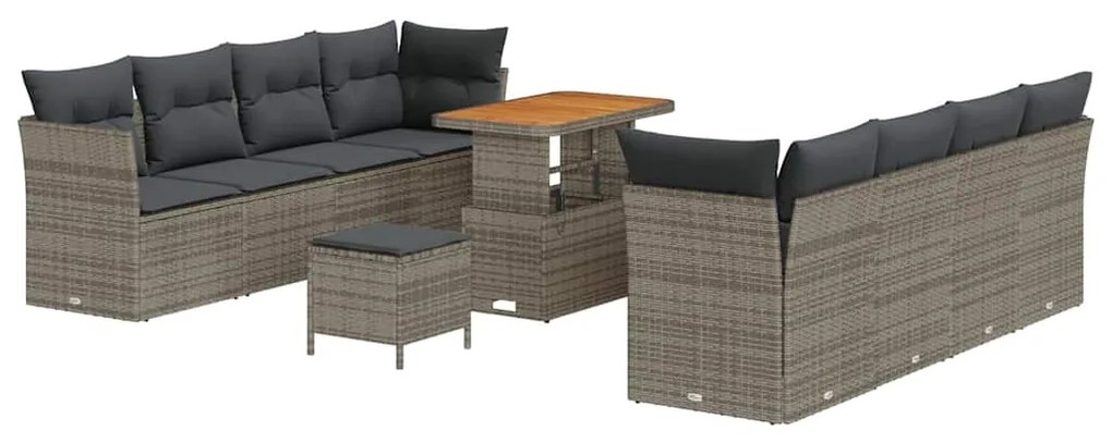 vidaXL Σετ Καναπέ Κήπου με μαξιλάρι με αποθήκευση 11 pcs Γκρι