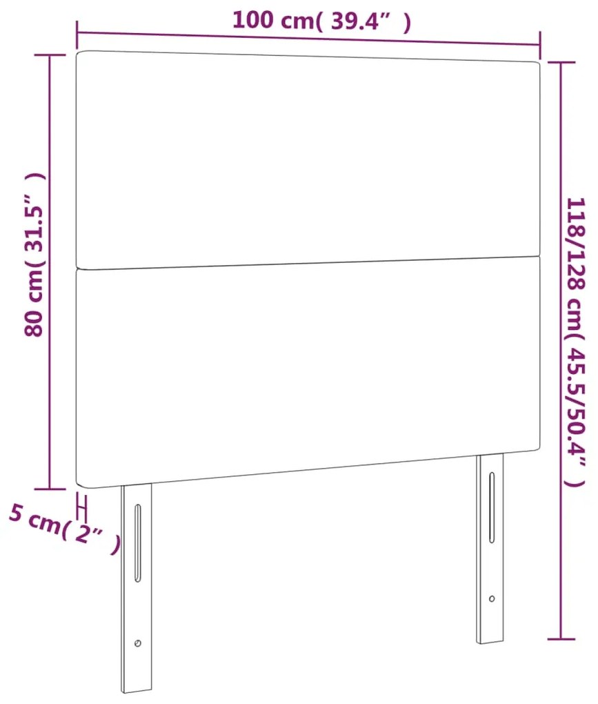 vidaXL Κεφαλάρι Κρεβατιού LED Σκούρο Πράσινο 100x5x118/128 εκ.