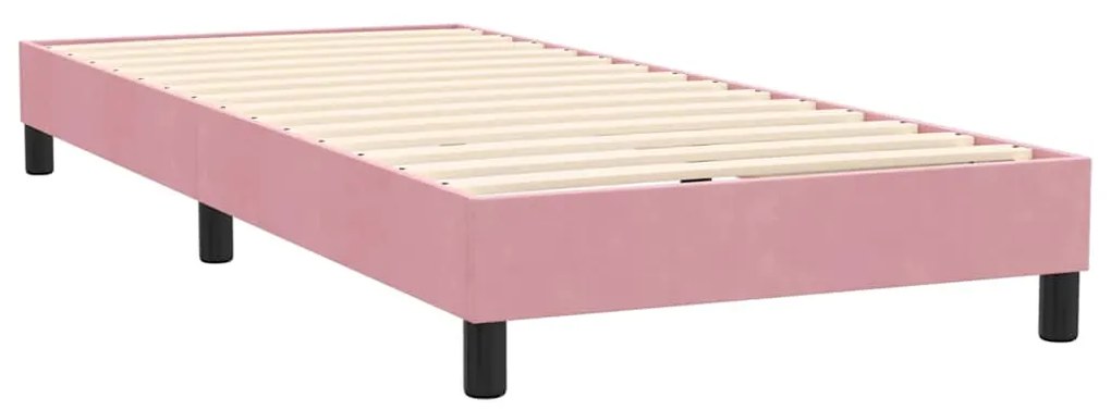 vidaXL Κρεβάτι Boxspring με Στρώμα Ροζ 90x220 εκ. Βελούδινο