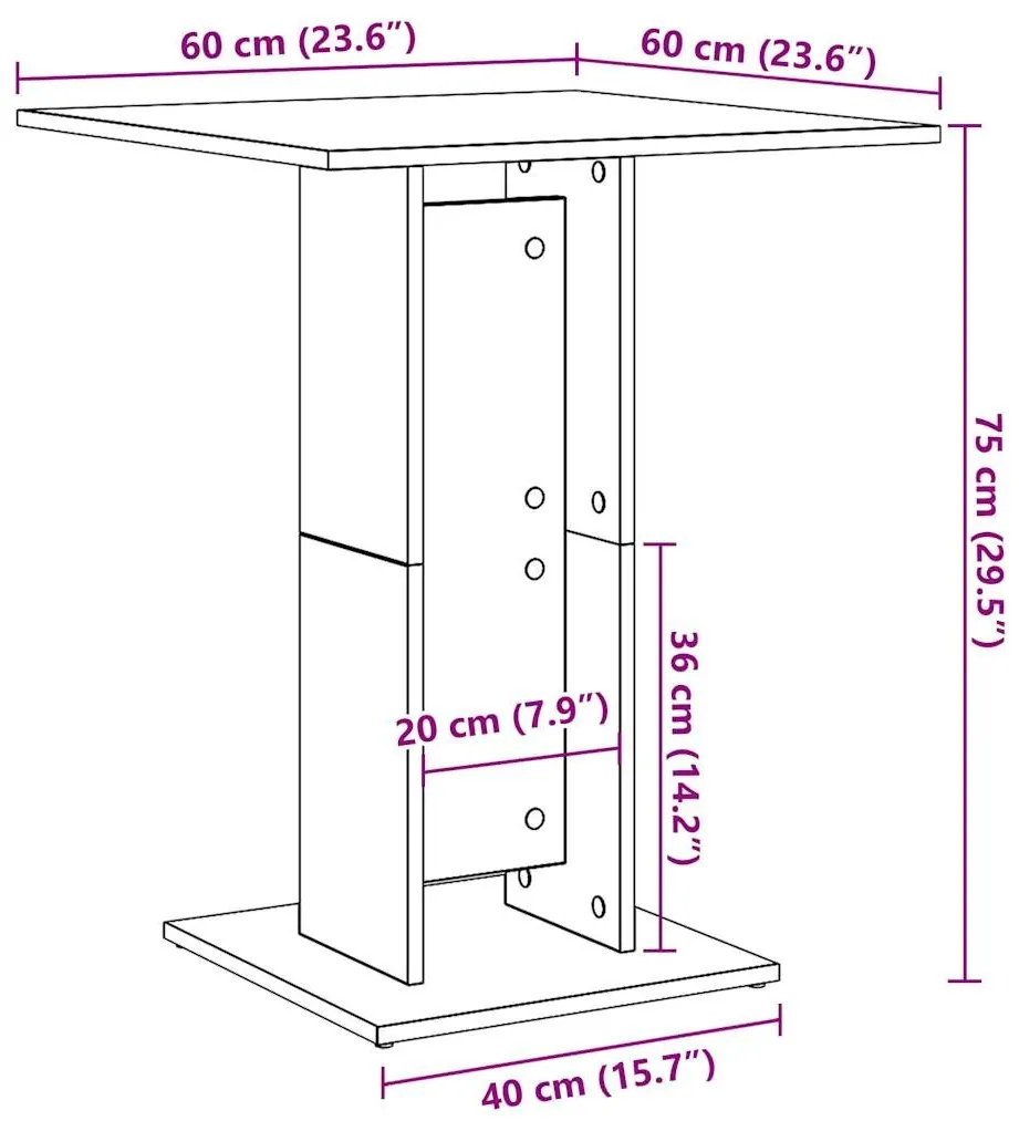 Τραπέζι Bistro Παλιό Ξύλο 60 x 60 x 75 εκ. Μοριοσανίδα - Καφέ