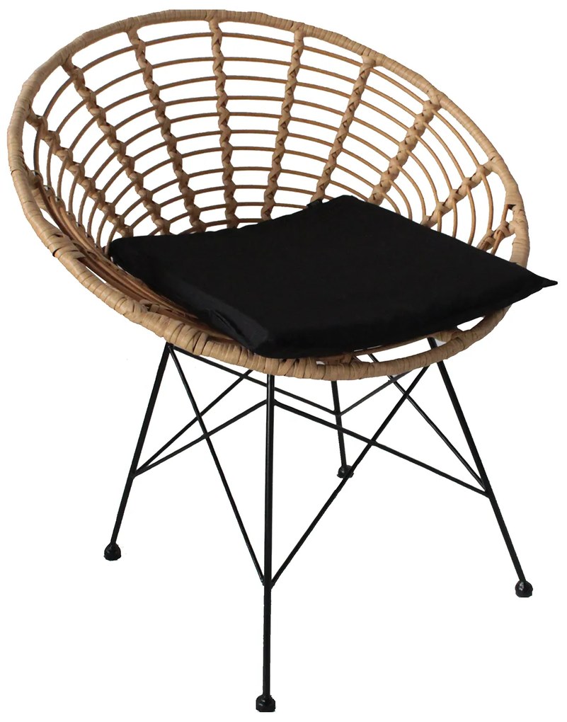 Καρέκλα Κήπου ArteLibre AELIUS Φυσικό-Μαύρο Μέταλλο-Rattan 72x62x78cm