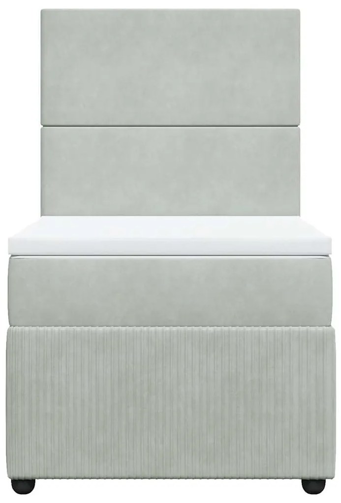vidaXL Κρεβάτι Boxspring με Στρώμα Ανοιχτό Γκρι 90x190 εκ. Βελούδινο