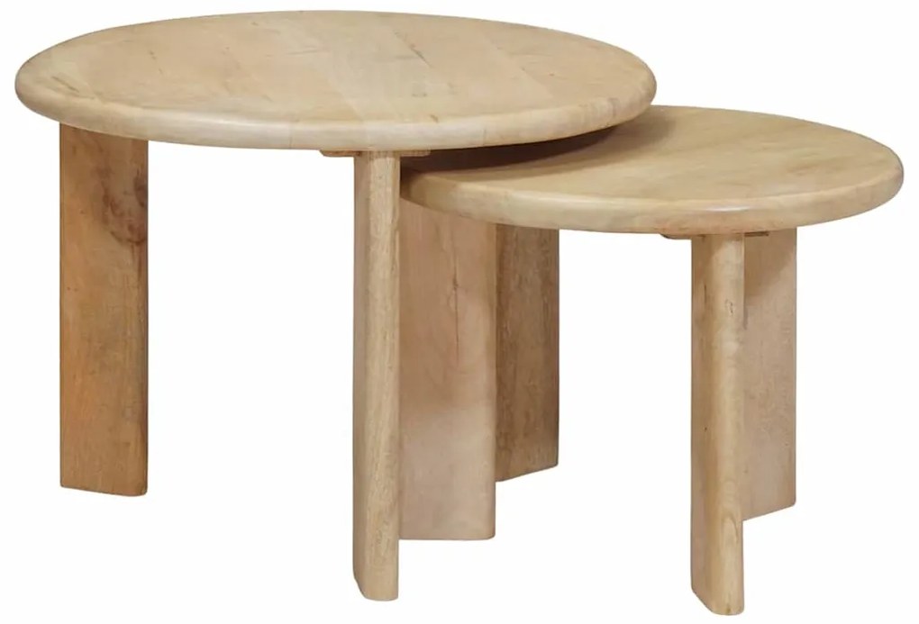 Τραπεζάκια Καφέ Στερεών 2 pcs Μαύρο Στερεό ξύλο μάνγκο