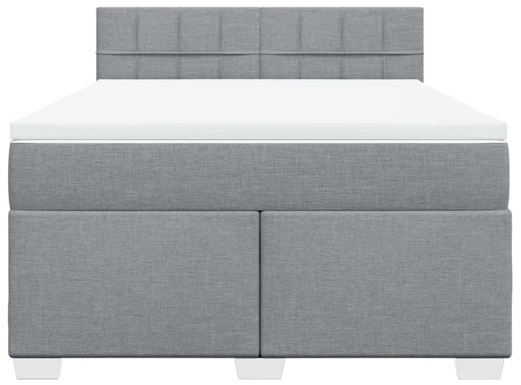 vidaXL Κρεβάτι Boxspring με Στρώμα Ανοιχτό Γκρι 140x200 εκ. Υφασμάτινο